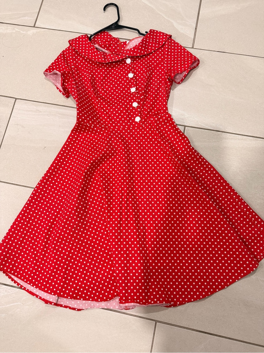 Vintage-Inspired Red Polka Dot Fit & Flare Dress